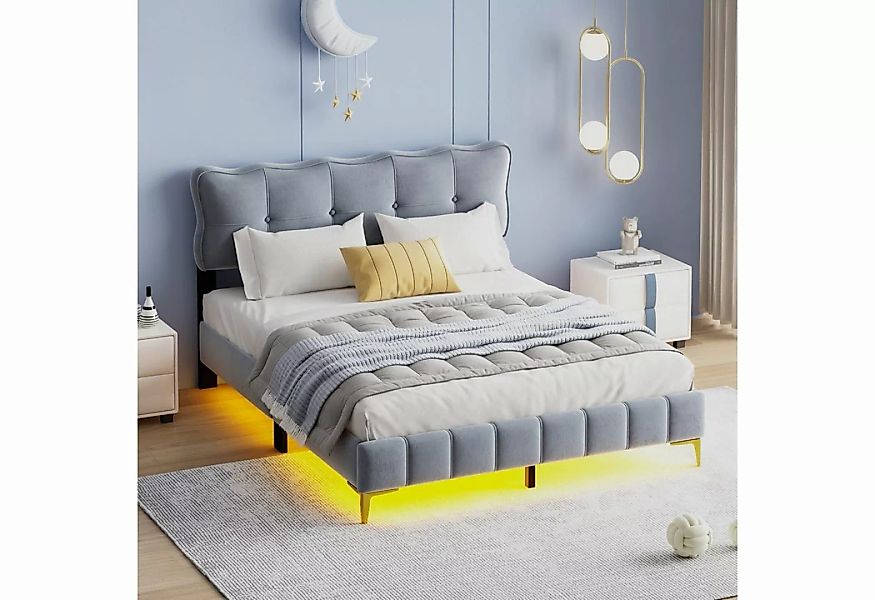 PFCTART Bett Polsterbett 160 x 200 cm, Jugendbett, Doppelbett mit LED-Leuch günstig online kaufen