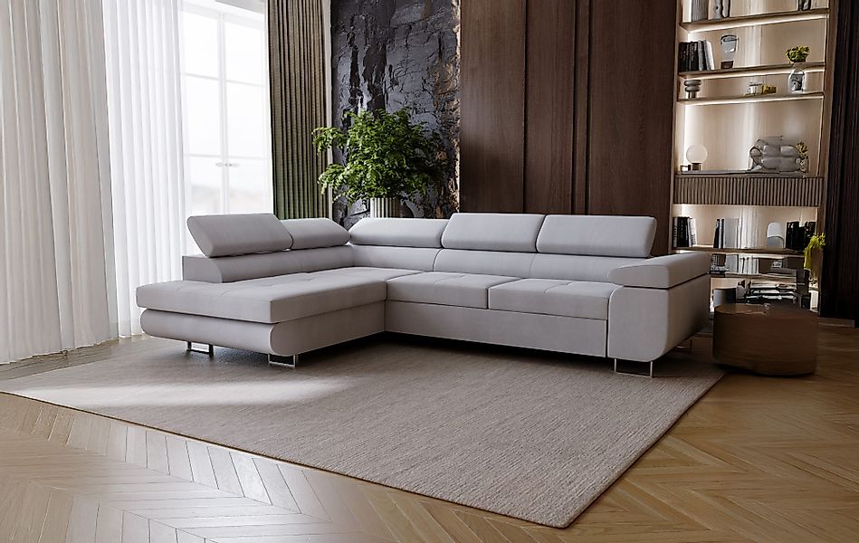 Goldstoff Ecksofa mit Schlaffunktion - Designersofa, günstig online kaufen