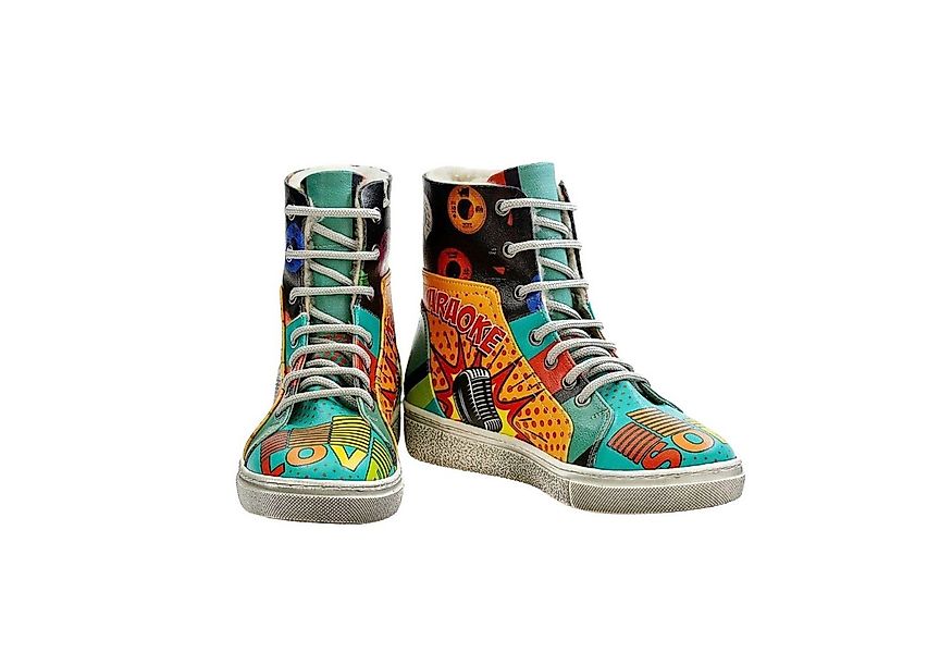 LaMarta Comic-Inspiration- High-Stiefel mit verspieltem Design Schnürstiefe günstig online kaufen