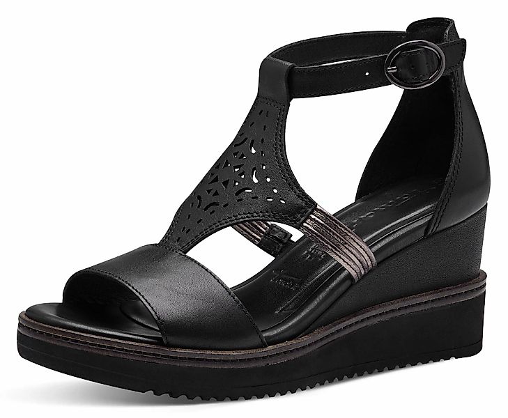 Tamaris Keilsandalette, Sommerschuh, Sandale, Keilabsatz, mit modischen Cut günstig online kaufen