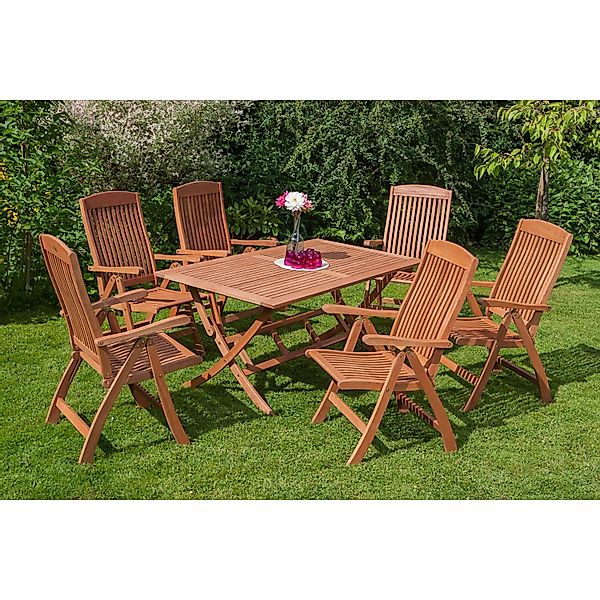 Gartenmöbel-Set Maracaibo 7-tlg. Braun inkl. Tisch 160 cm x 90 cm günstig online kaufen