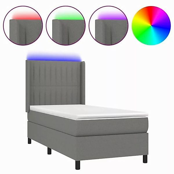 vidaXL Boxspringbett Boxspringbett mit Matratze LED Dunkelgrau 90x200 cm St günstig online kaufen