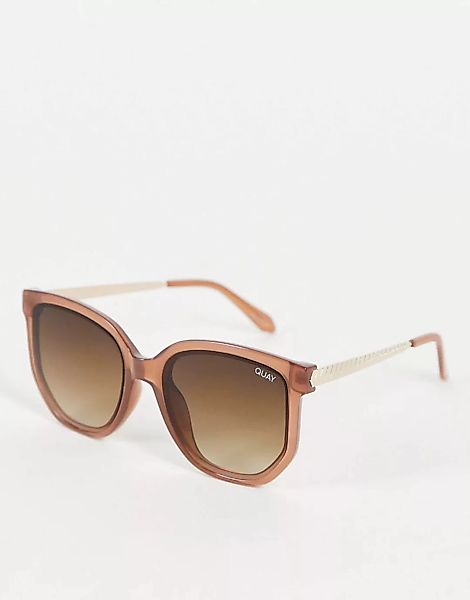 Quay – Coffee Run – Cat-Eye-Sonnenbrille für Damen in Beige-Braun günstig online kaufen