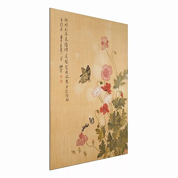 Alu-Dibond Bild Kunstdruck - Hochformat 3:4 Yuanyu Ma - Mohnblumen und Schm günstig online kaufen