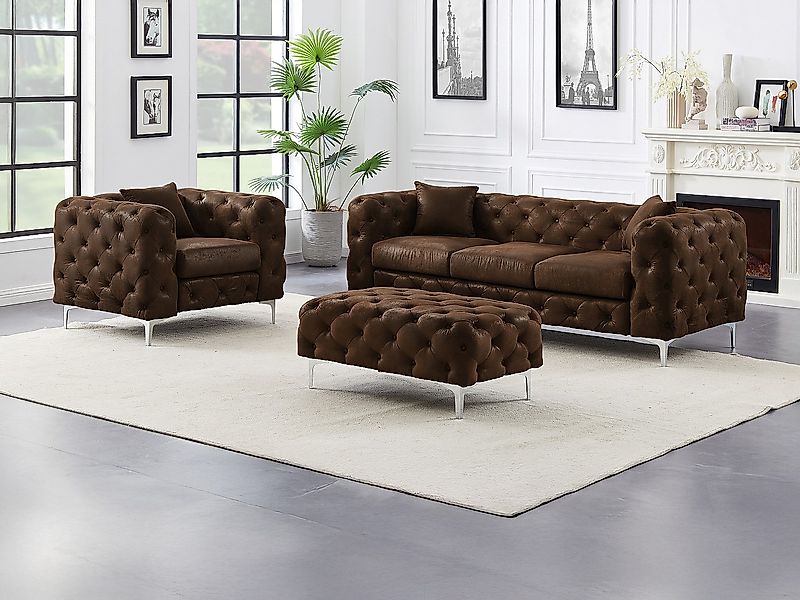 Chesterfield-Sofa 3-Sitzer, Chesterfield-Sessel & Chesterfield-Hocker - Mik günstig online kaufen