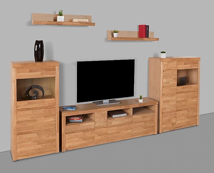 Home affaire Wohnwand "Silkeborg" Set, 5 Stk. tlg. teilmassiv mit schöner g günstig online kaufen