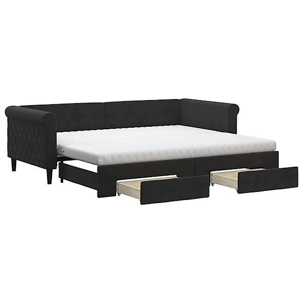 vidaXL Tagesbett Ausziehbar mit Schubladen Schwarz 90x200 cm Samt1885889 günstig online kaufen