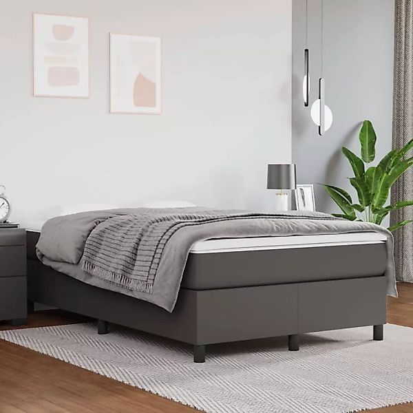 vidaXL Boxspringbett, Boxspringbett mit Matratze Grau 120x200 cm Kunstleder günstig online kaufen