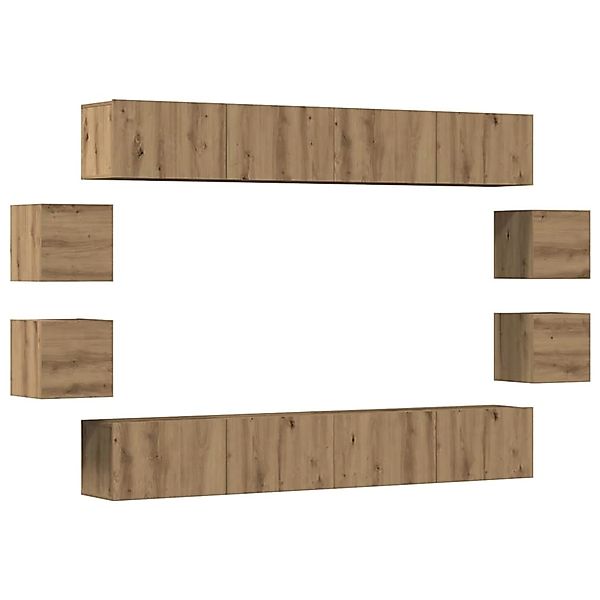 vidaXL 8-Tlg TV-Schrank-Set Wandmontage Artisan-Eiche Holzwerkstoff 3328952 günstig online kaufen