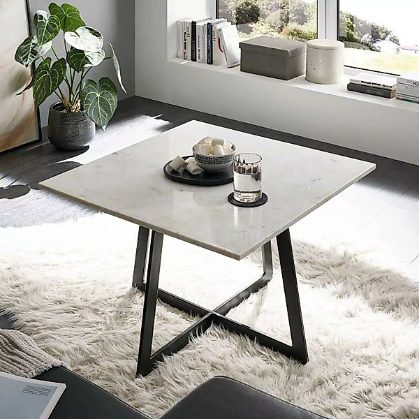 Salontisch mit quadratischer Tischplatte Marmor und Metall günstig online kaufen
