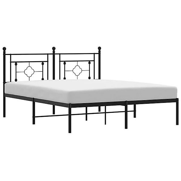 vidaXL Bettgestell Bettgestell mit Kopfteil Metall Schwarz 160x200 cm Bett günstig online kaufen