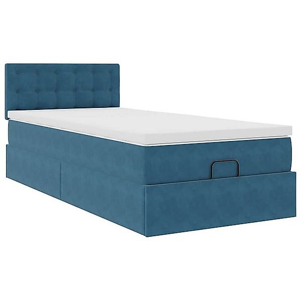 vidaXL Bett Ottoman-Bett mit Matratze Dunkelblau 90x190 cm Samt günstig online kaufen