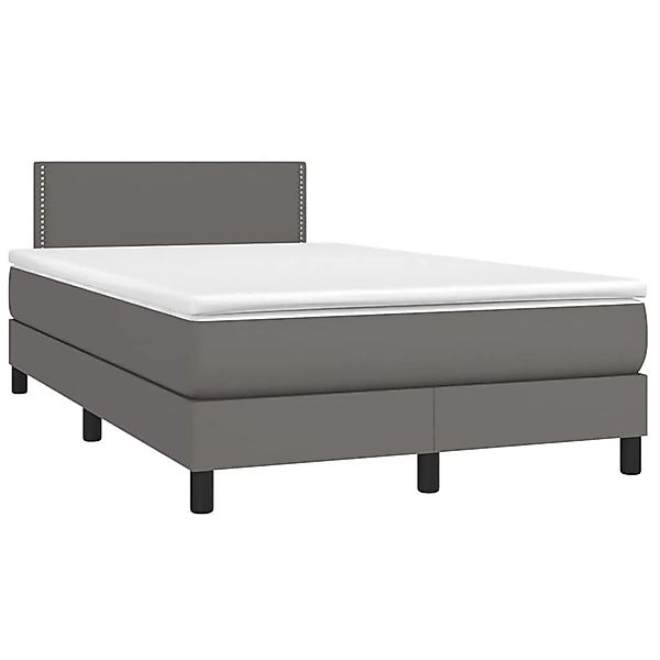 vidaXL Boxspringbett mit Matratze & LED Grau 120x200 cm Kunstleder 3134157 günstig online kaufen