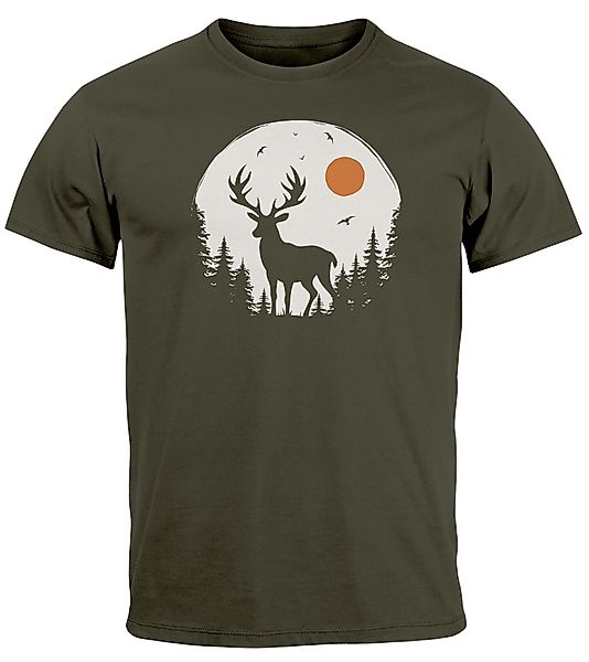 Neverless Print-Shirt Herren T-Shirt Frontprint Hirsch günstig online kaufen