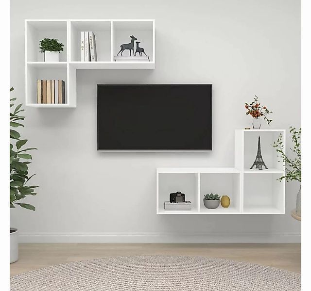 vidaXL TV-Schrank TV-Wandschränke 4 Stk Weiß Spanplatte günstig online kaufen