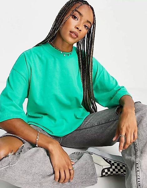 ASOS DESIGN – Kastiges Oversize-T-Shirt in Grün günstig online kaufen