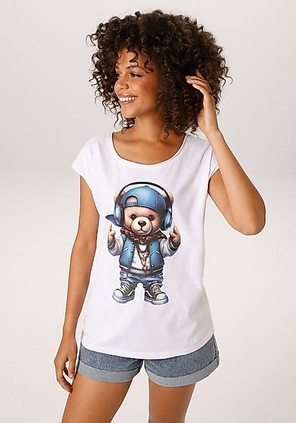 Aniston CASUAL T-Shirt mit coolem Teddybär Frontdruck - NEUE KOLLEKTION günstig online kaufen