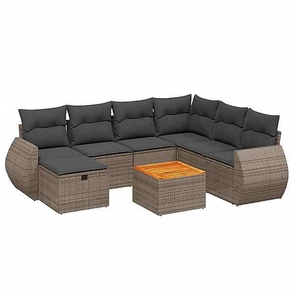 vidaXL 8-Tlg Garten-Sofagarnitur mit Kissen Grau Poly Rattan 3265078 günstig online kaufen