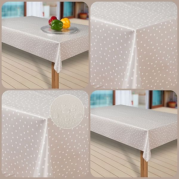 laro Tischdecke Wachstuch-Tischdecken Abwaschbar Punkte beige günstig online kaufen