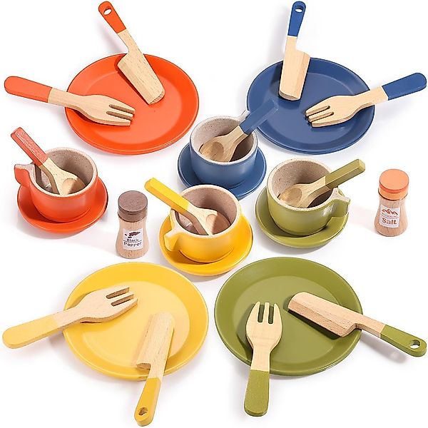 CLTYQ Spielgeschirr Holz Spielgeschirr 26-tlg. - günstig online kaufen