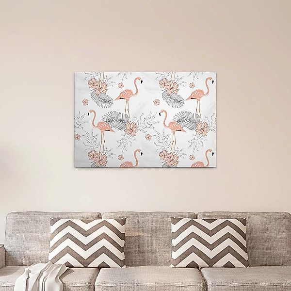 Bricoflor Flamingo Leiwand Bild In Weiß Und Rosa Modernes Wandbild Für Küch günstig online kaufen