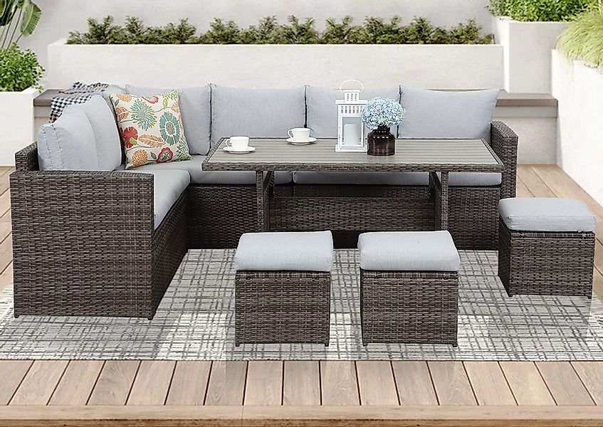 MeXo Gartenlounge-Set Polyrattan Ecklounge Gartenmöbel Set günstig online kaufen