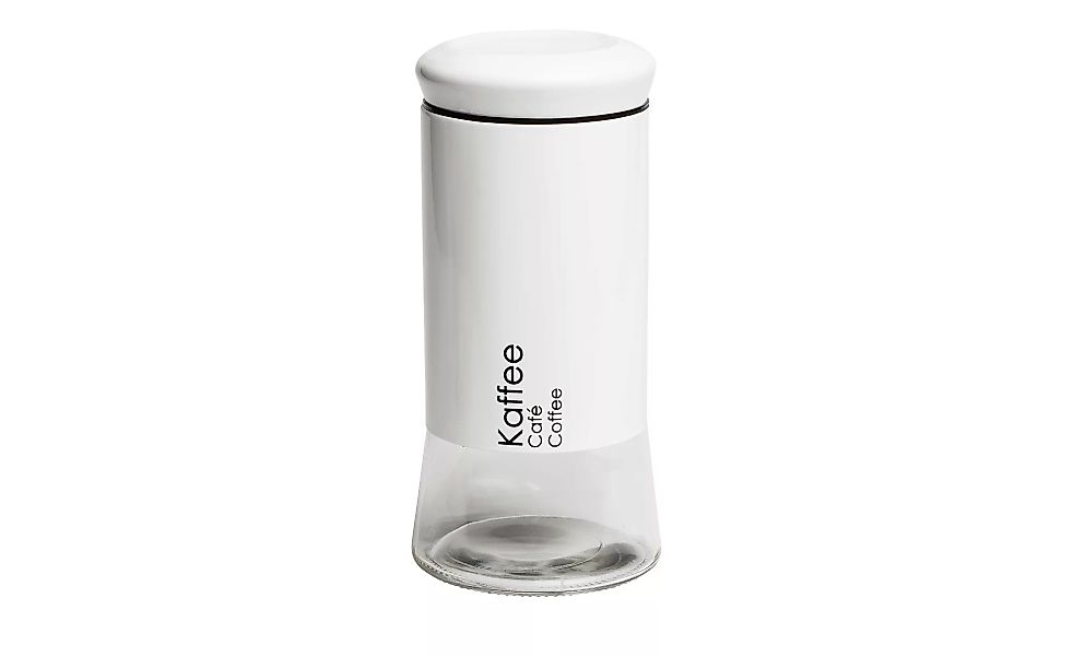 KHG Aufbewahrungsdose  Kaffee - weiß - Glas , Edelstahl - 24 cm - Sconto günstig online kaufen