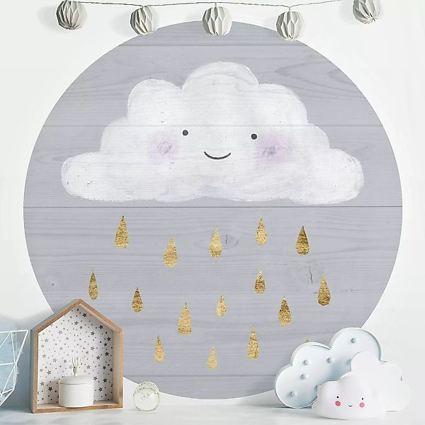 Bilderwelten Runde Tapete selbstklebend Kinderzimmer Wolke mit goldenen Reg günstig online kaufen