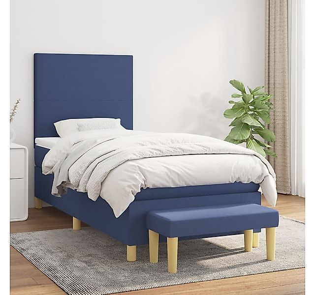 vidaXL Boxspringbett Boxspringbett mit Matratze Blau 80x200 cm Stoff Bett B günstig online kaufen