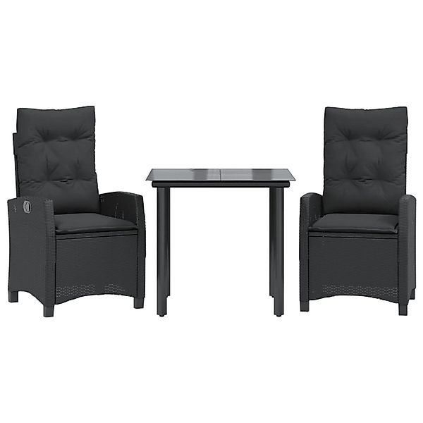 vidaXL 3-Tlg Garten-Essgruppe mit Kissen Schwarz Poly Rattan 3212752 günstig online kaufen