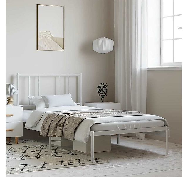 furnicato Bettgestell mit Kopfteil Metall Weiß 100x200 cm (1-tlg) günstig online kaufen