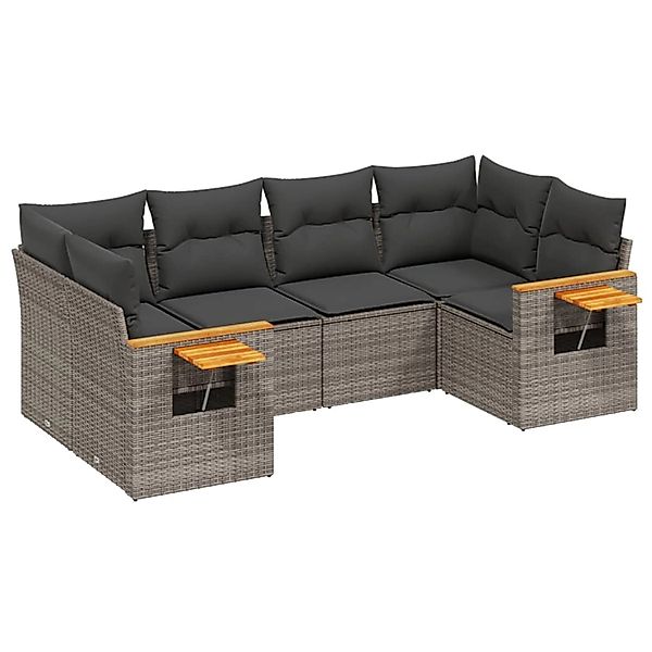 vidaXL 6-Tlg Garten-Sofagarnitur mit Kissen Grau Poly Rattan 3259505 günstig online kaufen