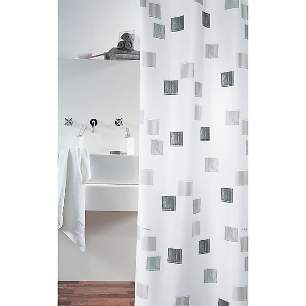 Spirella Duschvorhang Textil Milano Silber 180 cm x 200 cm günstig online kaufen