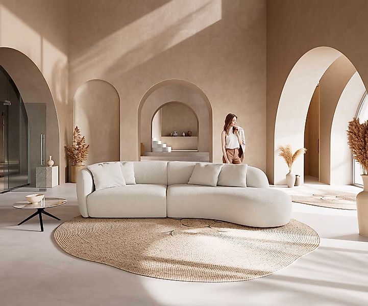 Sofa Mairi 330x160 cm Mikrofaser Grau günstig online kaufen