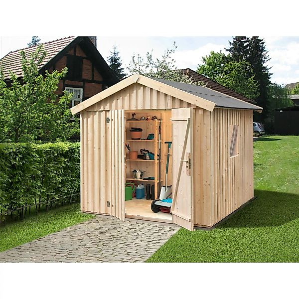 Weka Holz-Gartenhaus Natur Satteldach Unbehandelt 240 cm x 286 cm günstig online kaufen