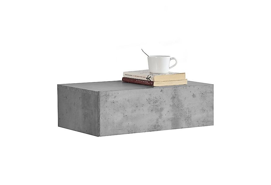 en.casa Nachtschrank »Oslo« Wandboard mit Schublade 46x30x15cm Beton-Optik günstig online kaufen
