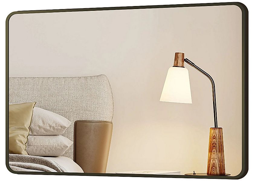 Boromal Spiegel Schwarz 100x60 80x60 Metall Rahmen Wandspiegel Badezimmer F günstig online kaufen
