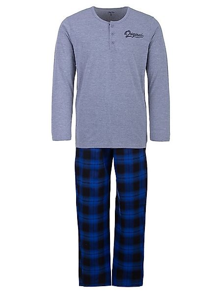 Henry Terre Schlafanzug Pyjama Set Langarm - karierte Hose günstig online kaufen