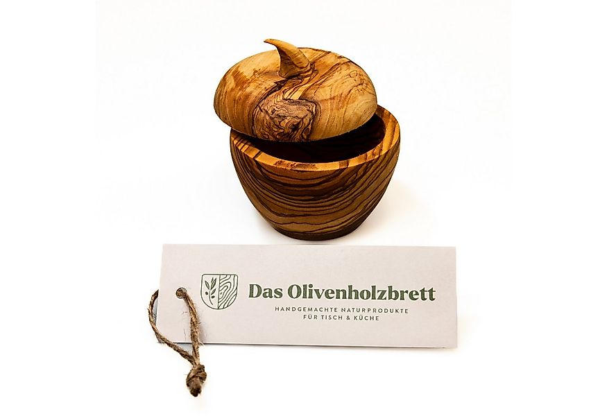 dasOlivenholzbrett Aufbewahrungsdose Dose in Apfelform aus Olivenholz günstig online kaufen