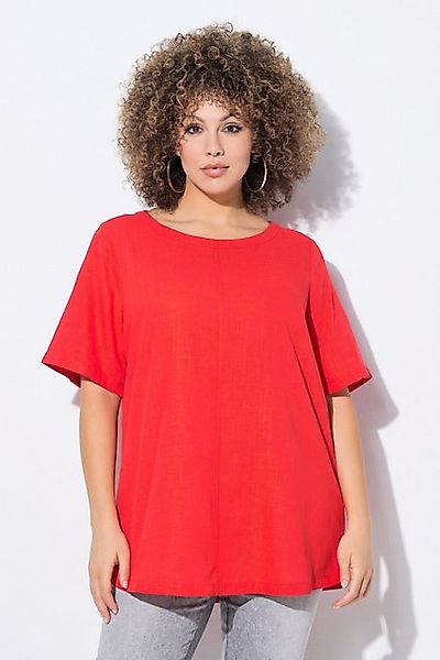 Ulla Popken Longbluse Bluse Leinenmix A-Linie Rundhals Halbarm günstig online kaufen
