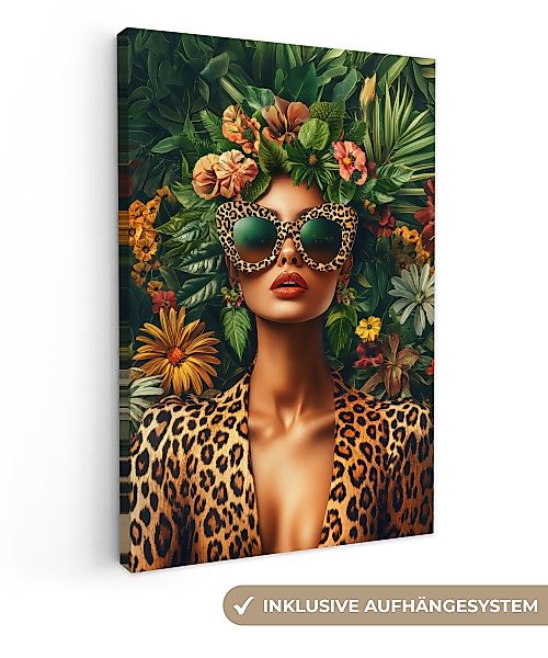 OneMillionCanvasses® Leinwandbild Frau - Pantherdruck - günstig online kaufen
