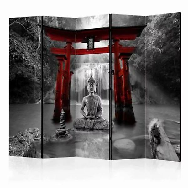 artgeist Paravent Buddha Smile (Red) II [Room Dividers] mehrfarbig Gr. 225 günstig online kaufen