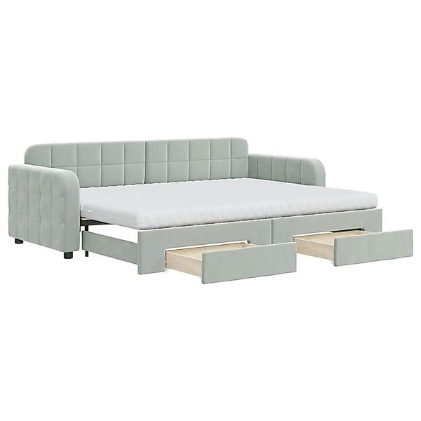 vidaXL Bett, Tagesbett Ausziehbar mit Schubladen Hellgrau 80x200 cm Samt günstig online kaufen