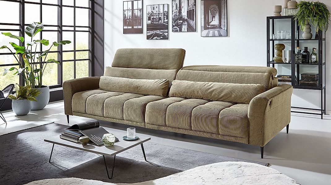 Massivart® Big-Sofa LOGAN Cord grün, beige, grau, rost 280 cm / 4-Sitzer, S günstig online kaufen