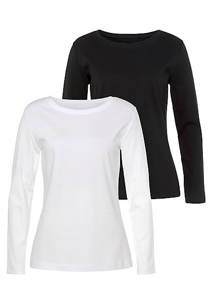 Vivance Langarmshirt aus reiner Baumwolle (2er-Pack) günstig online kaufen