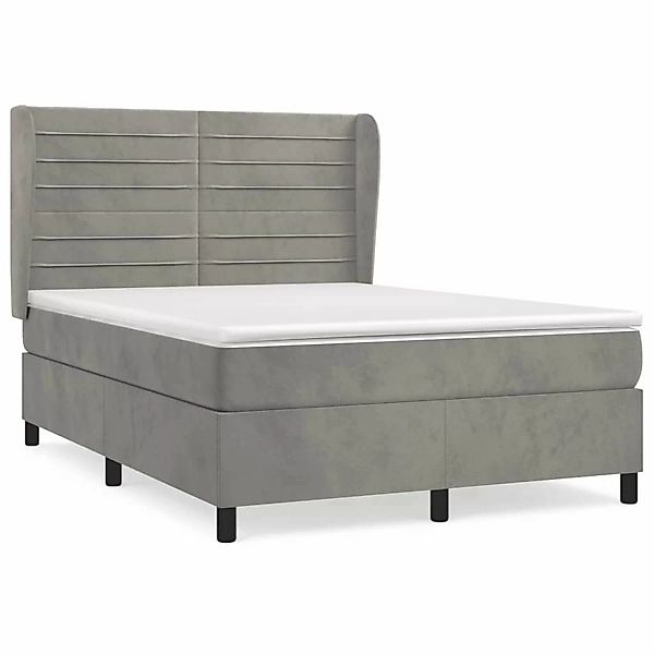 vidaXL Boxspringbett mit Matratze Hellgrau 140x200 cm Samt1372835 günstig online kaufen