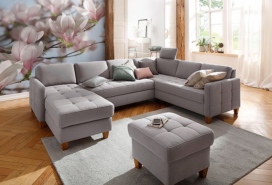 Home affaire Wohnlandschaft "Earl U-Form" wahlweise auch mit Bettfunktion o günstig online kaufen