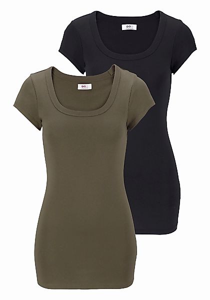 Flashlights T-Shirt 2er-Pack, figurbetonter Schnitt, unifarben, Rundhalsaus günstig online kaufen