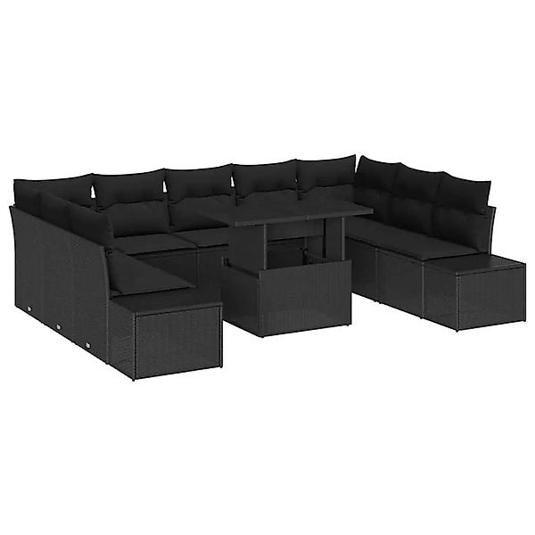 vidaXL Gartensofa-set mit Kissen 10-Tlg Schwarz Poly-Rattan 3349249 günstig online kaufen