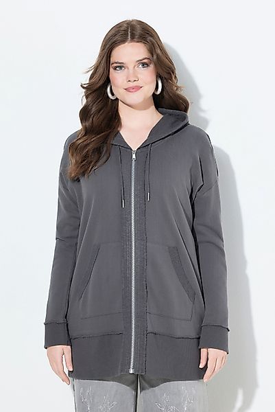 Ulla Popken Sweatjacke Hoodiejacke offenkantig Kapuze günstig online kaufen